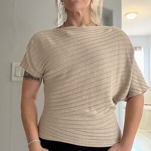 Banana Republic caramel color slouch/rouche top - biz causal to brunch!